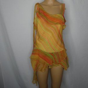 Edward Striped Asymmetrical Silk Blouse Tank Cami